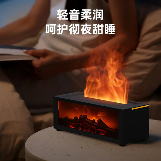 Realistic 3d Flame Fireplace Humidifier Aroma Diffuser Led Ambient Lamp Timer Quiet Desktop Home Decor Gift Flame Effect Humidif