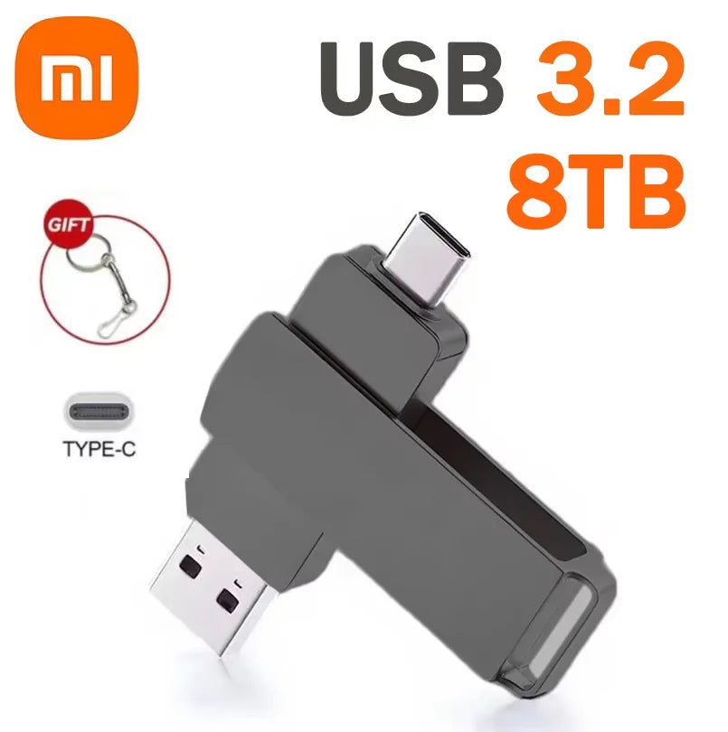 Xiaomi 16TB Flash Drive USB 3.2 High Speed Waterproof USB Transfer Type-c 2-In-1 8TB 16TB OTG Pendrive Flash Disk For Computer