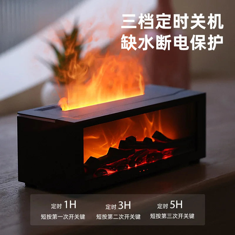 Realistic 3d Flame Fireplace Humidifier Aroma Diffuser Led Ambient Lamp Timer Quiet Desktop Home Decor Gift Flame Effect Humidif